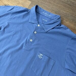 B Draddy Solid Blue Golf Polo Shirt Men's Sz L Cypress Point Golf Club Pocket